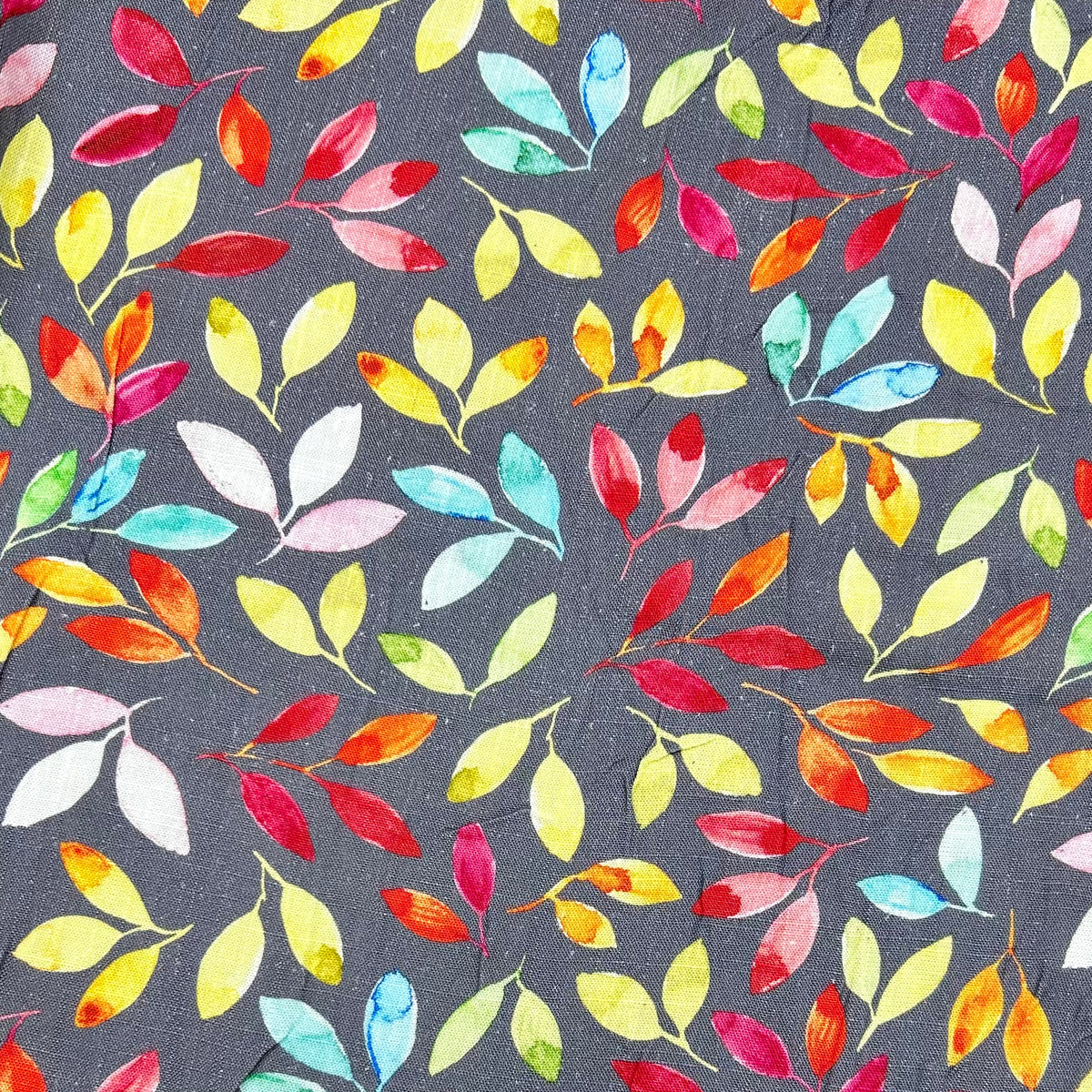 Painted Leaves Linen Viscose Fabric