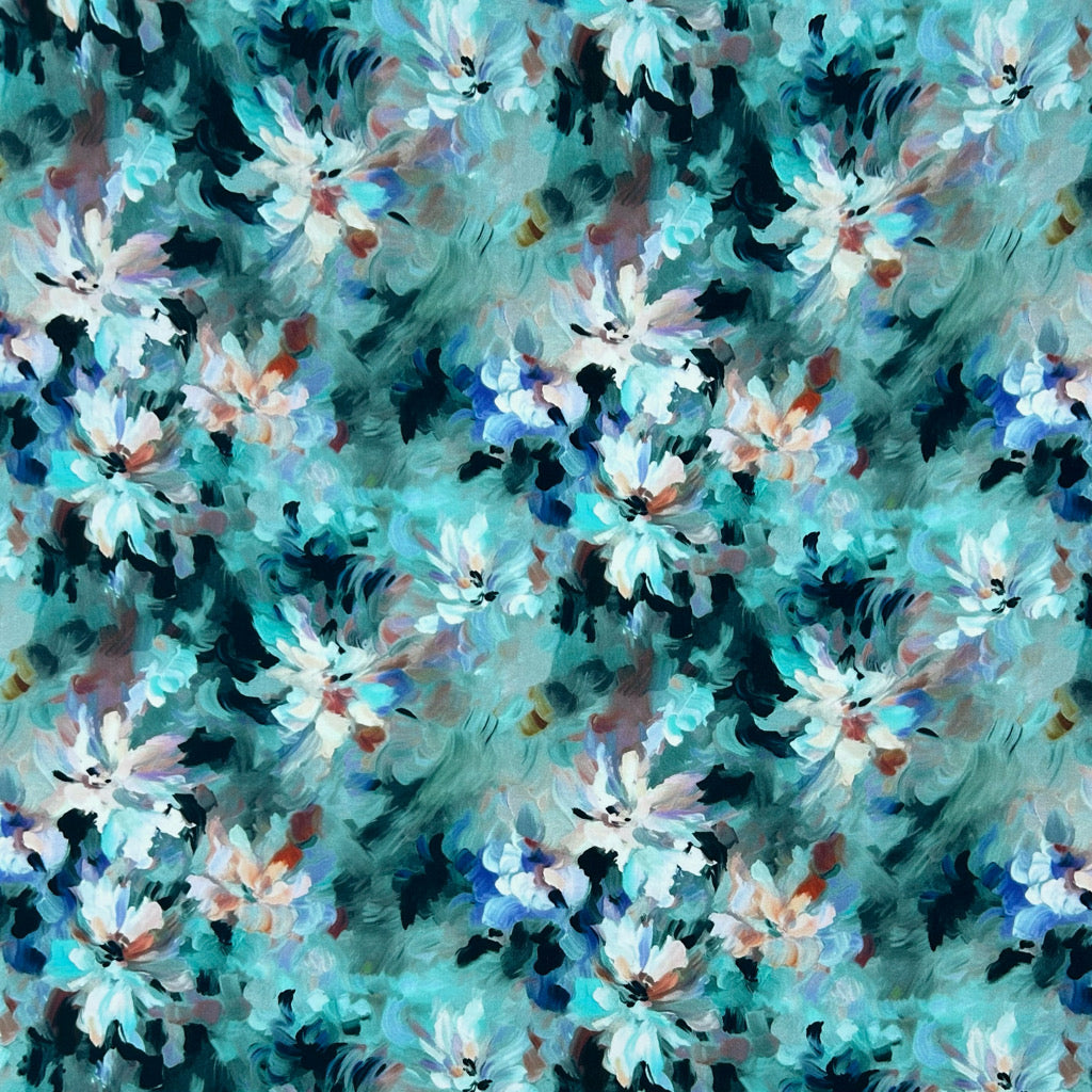 Floral Waves Viscose Poplin Fabric