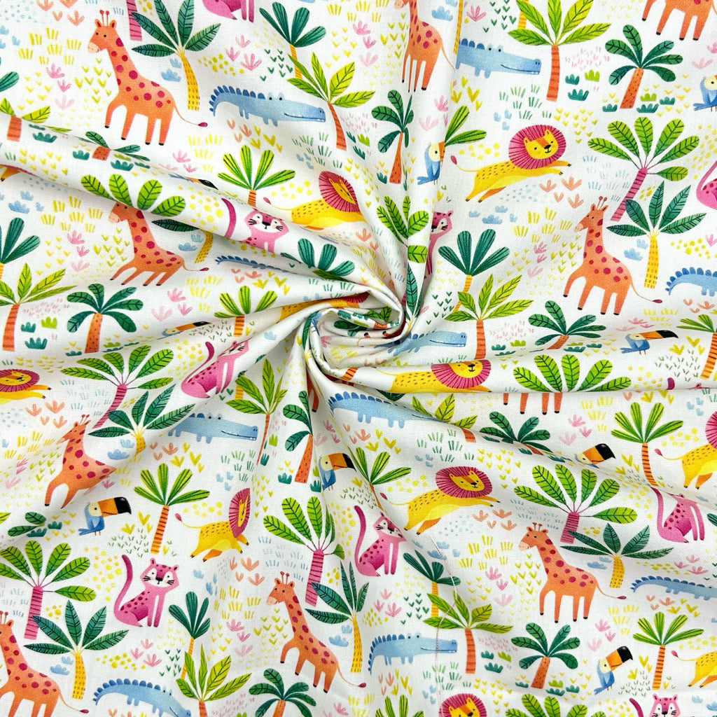 Little Safari Rose & Hubble Cotton Poplin Fabric
