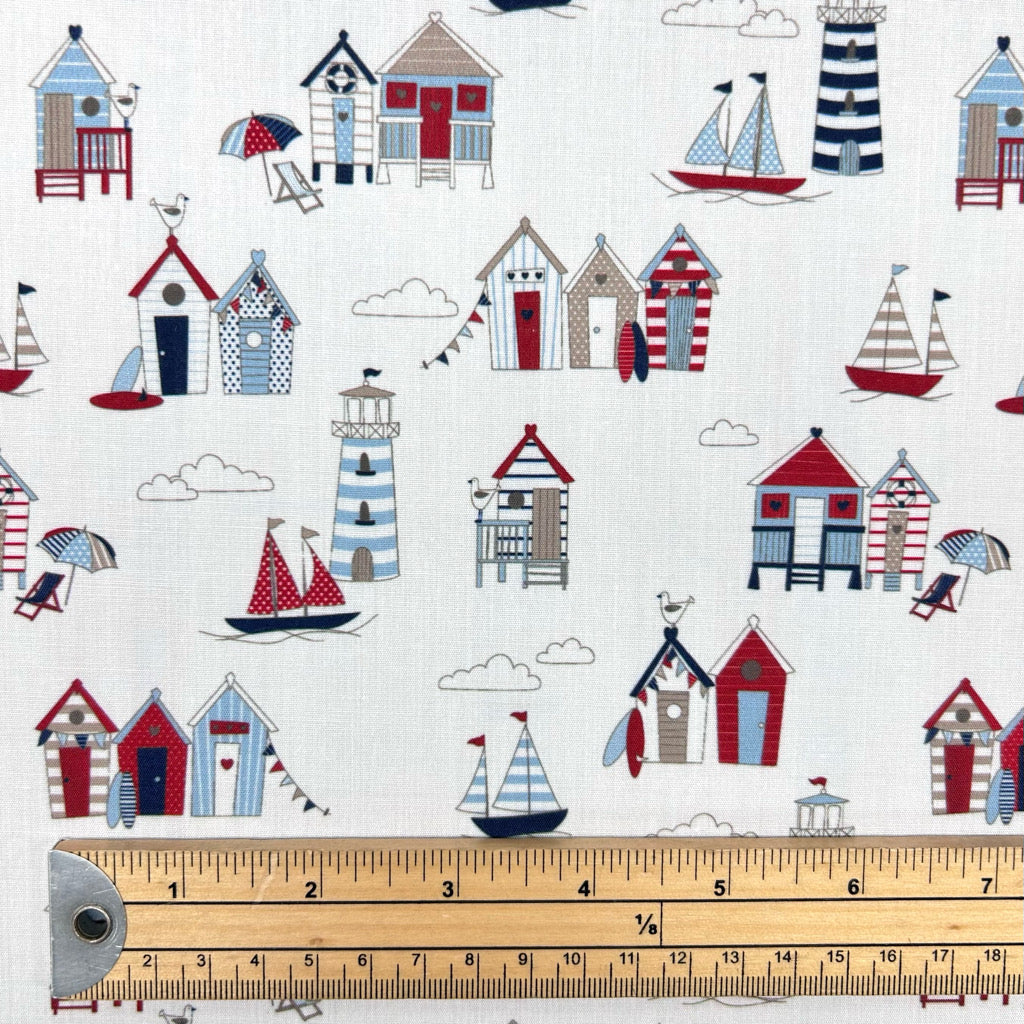 Beach Huts Polycotton Fabric