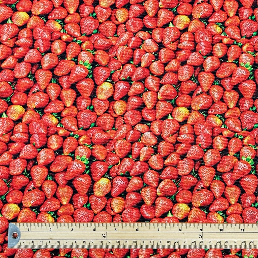 Strawberries Cotton Canvas Fabric - Pound Fabrics