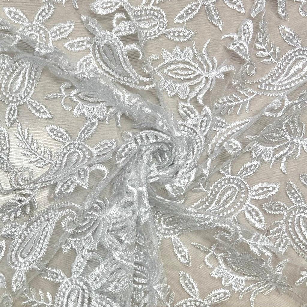 Paisley Bridal Lace Fabric - Pound Fabrics