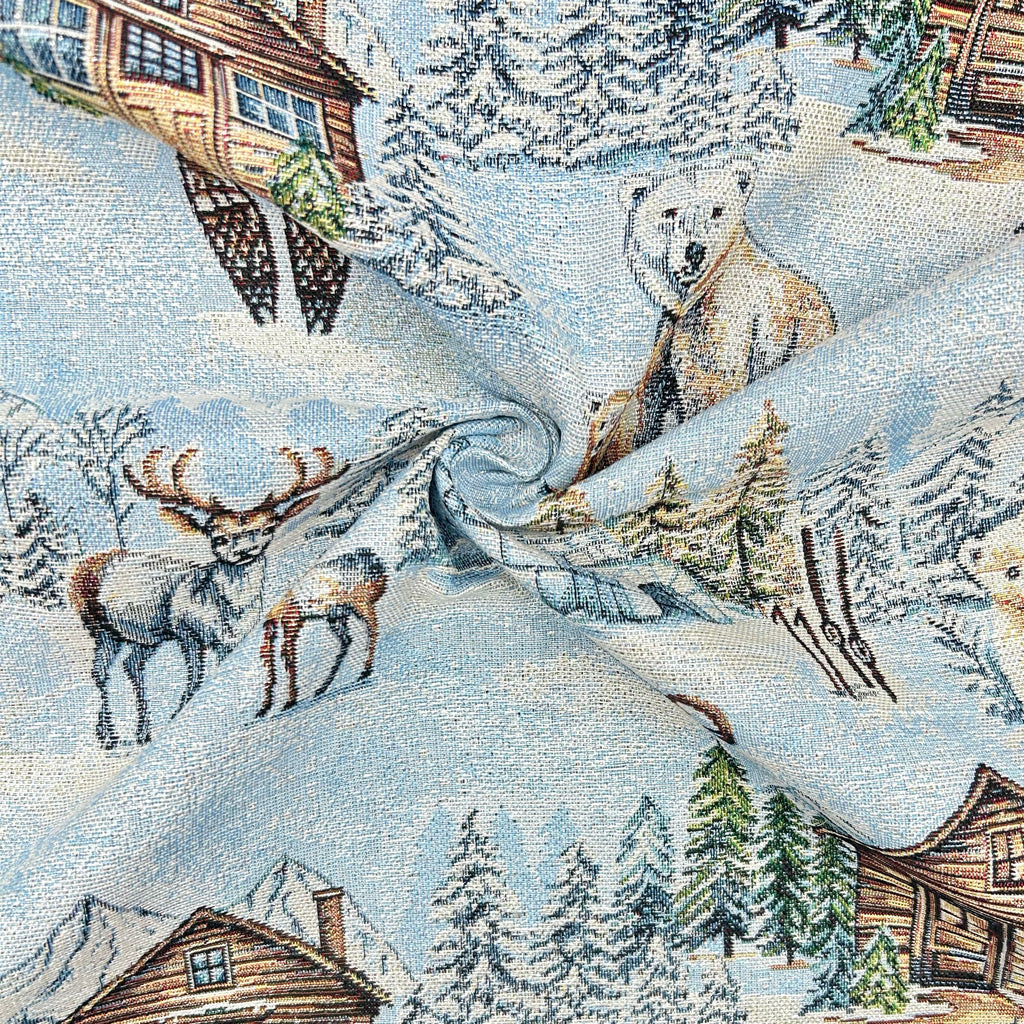 Snowy Valley Lurex Tapestry Fabric