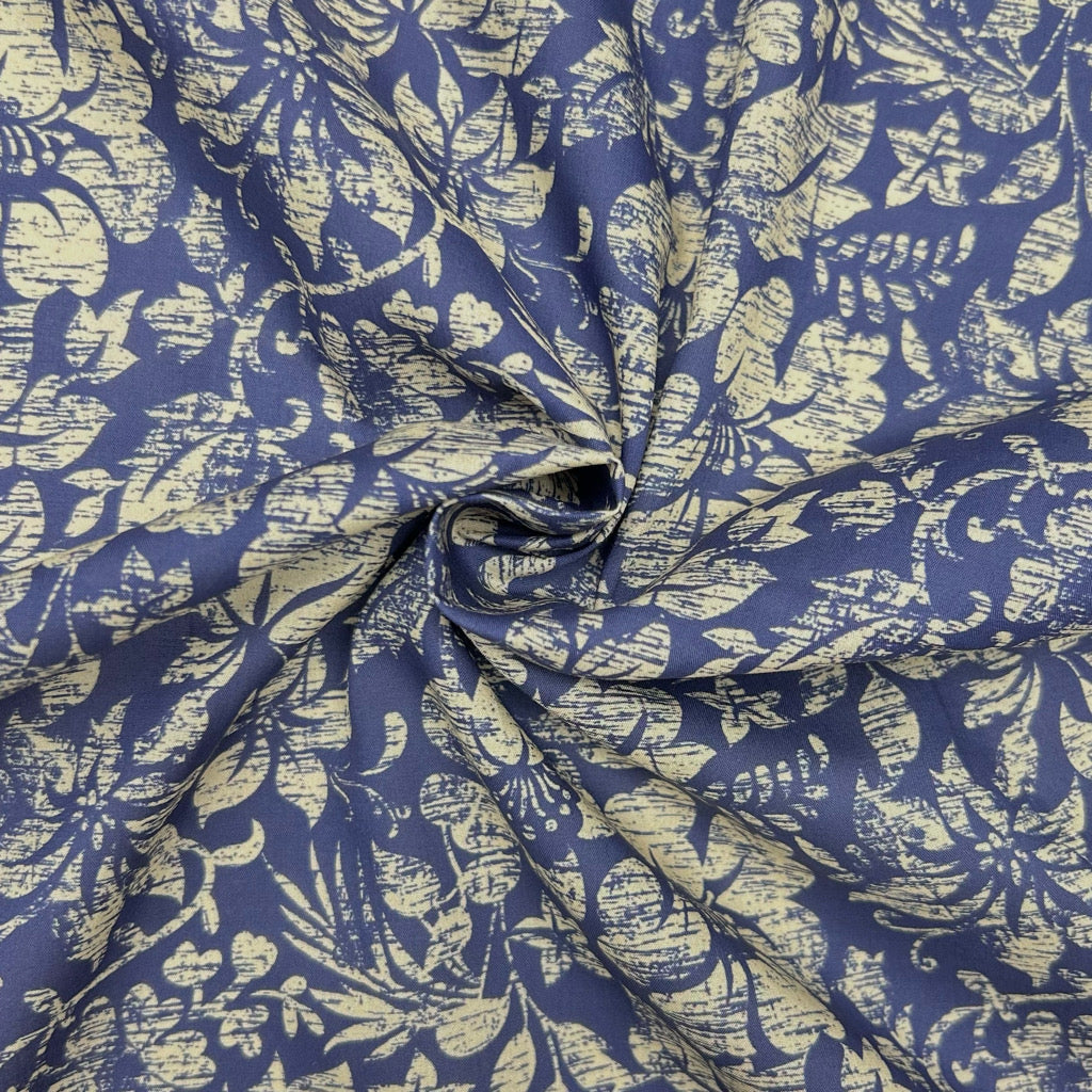 Washed Florals on Navy Cotton Lawn Fabric