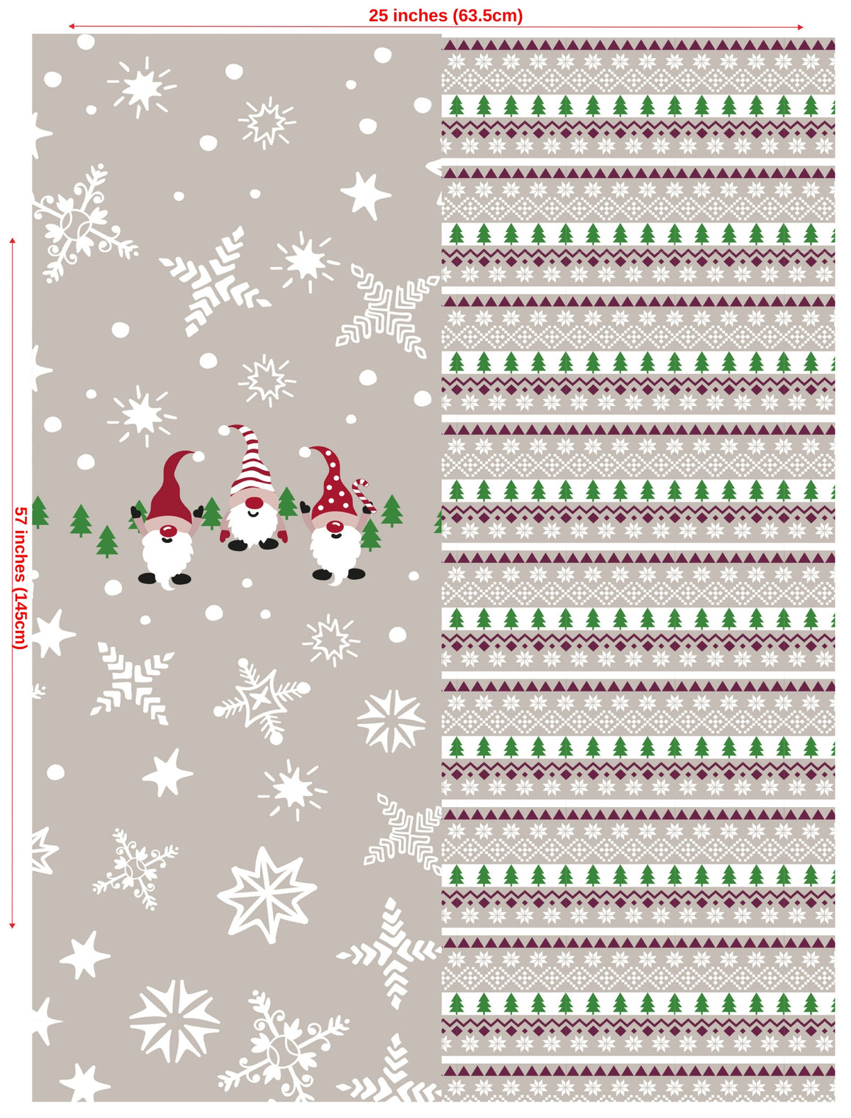 63cm Panel Fun Gnomes Christmas Aztec French Terry Fabric