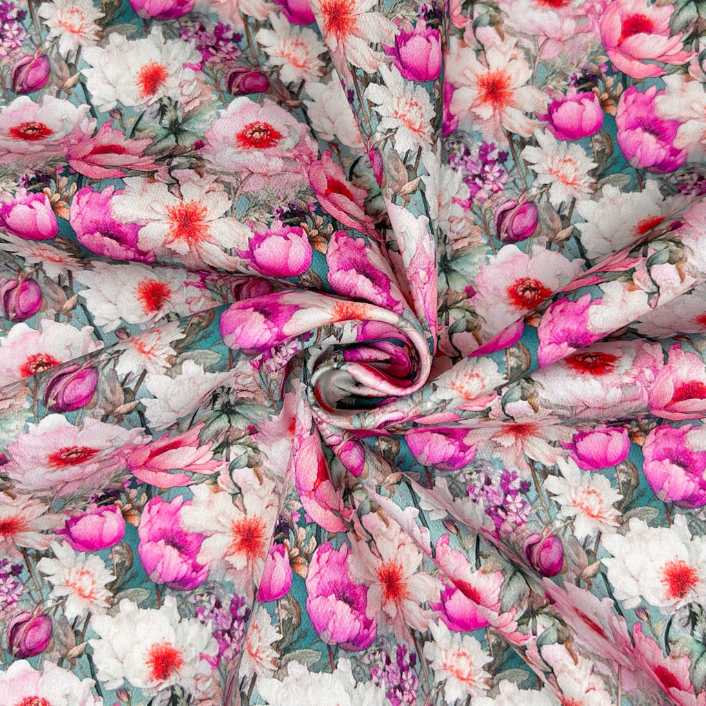 Blushing Blooms Cotton Sateen Fabric