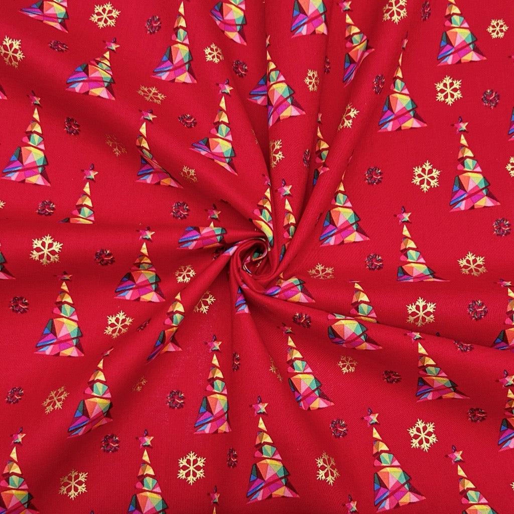 Rainbow Christmas Trees Cotton Fabric - Pound Fabrics