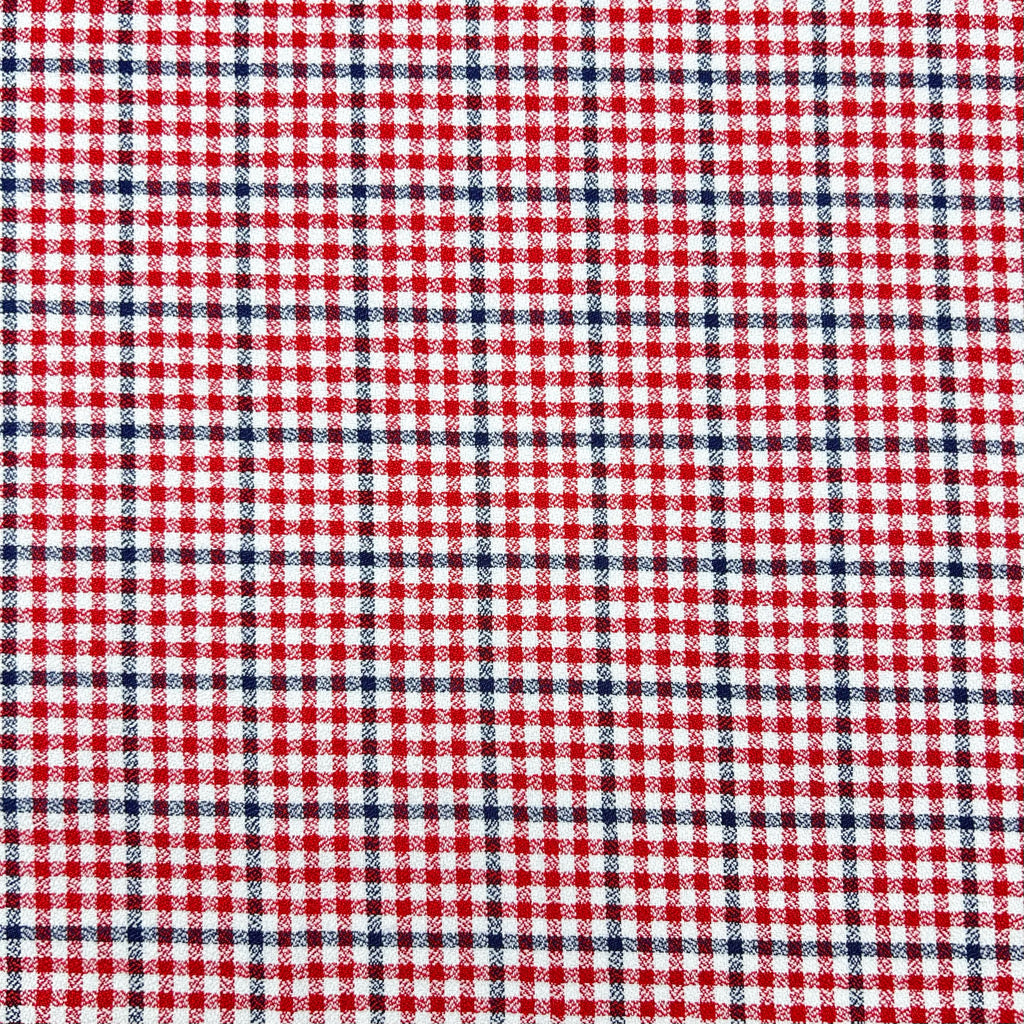 Navy and Red Mini Checkered Suiting Fabric