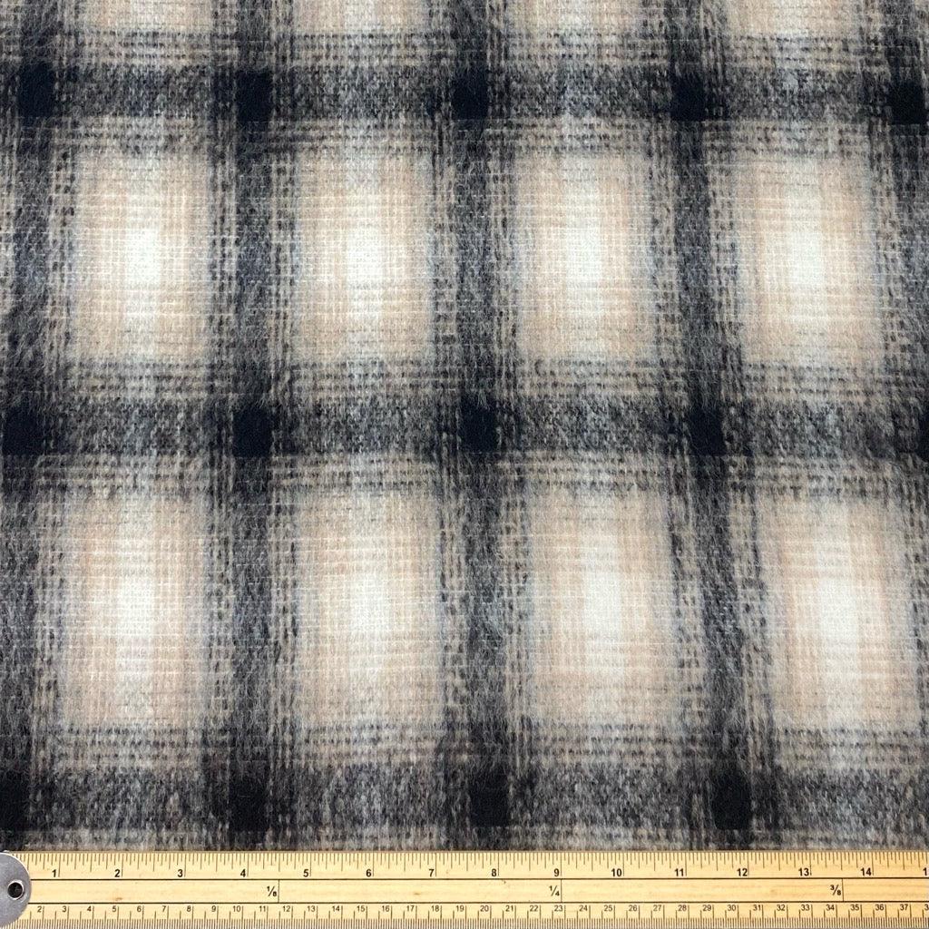 Cream/Black Checkered Wool Blend Fabric - 2 metres for £9.95 #3 - Pound Fabrics