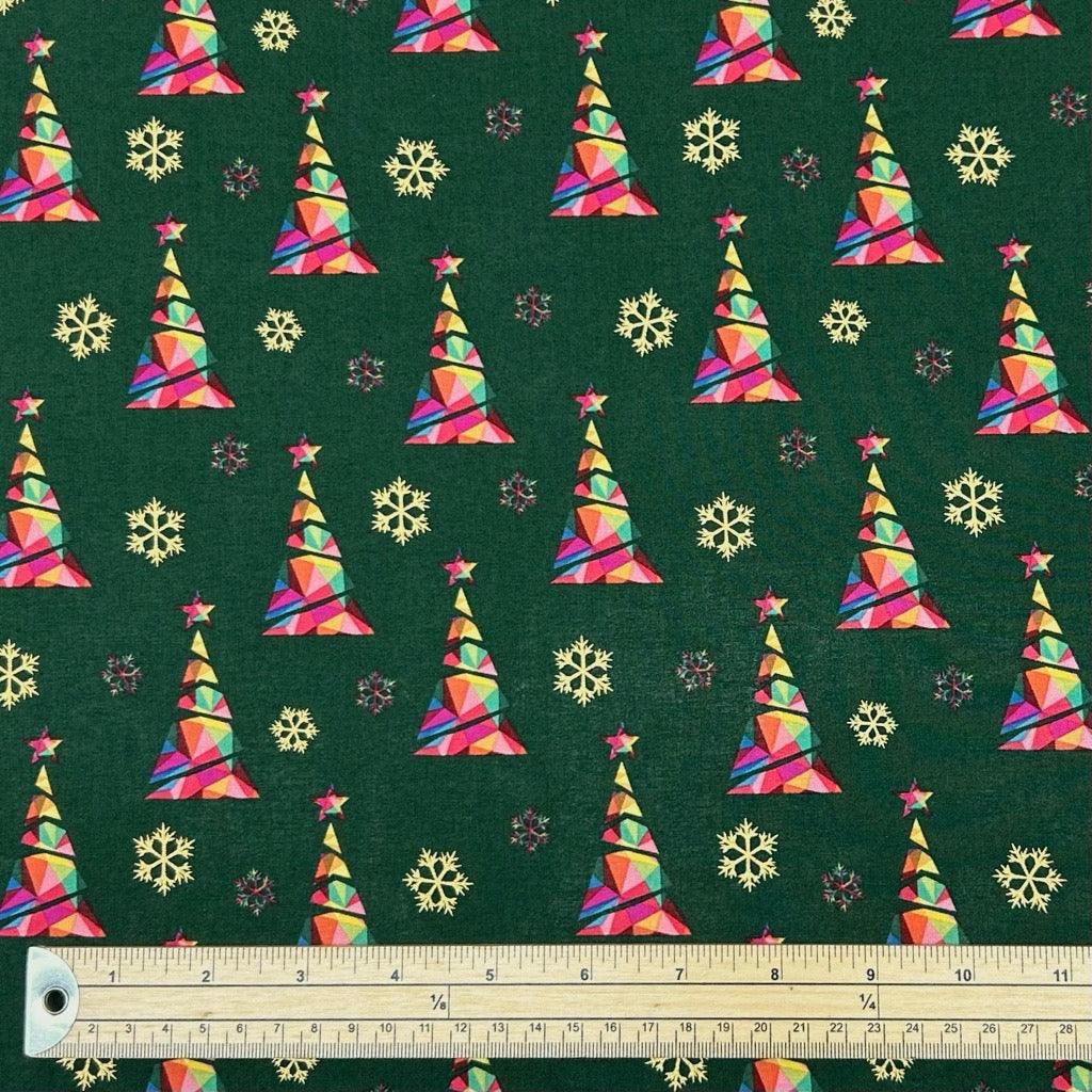 Rainbow Christmas Trees Cotton Fabric - Pound Fabrics