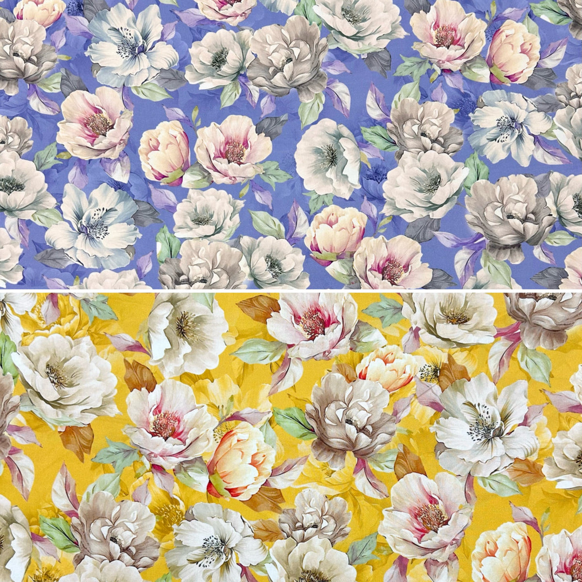 Vintage Peony Viscose Fabric