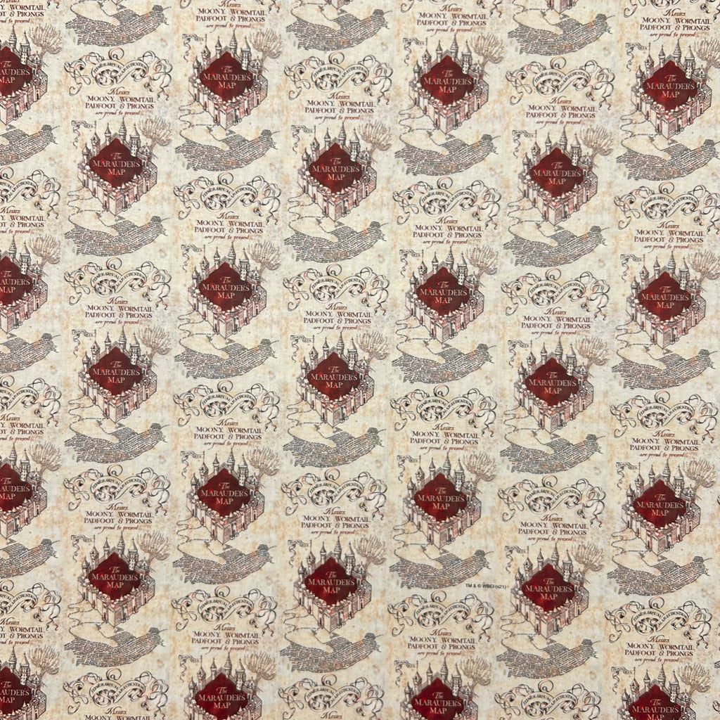 Marauders Map Harry Potter Cotton Poplin Fabric
