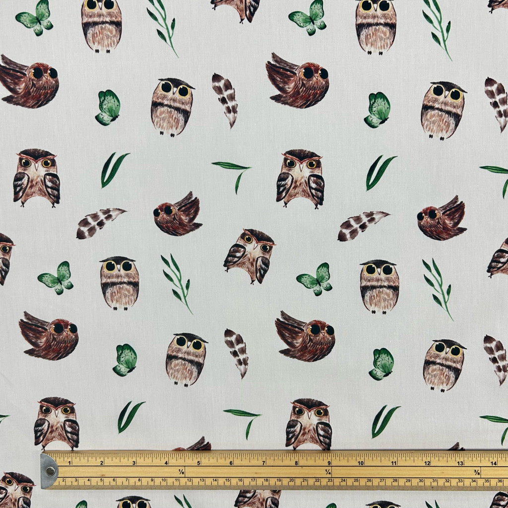 Secret Garden Owls Cotton Poplin Fabric