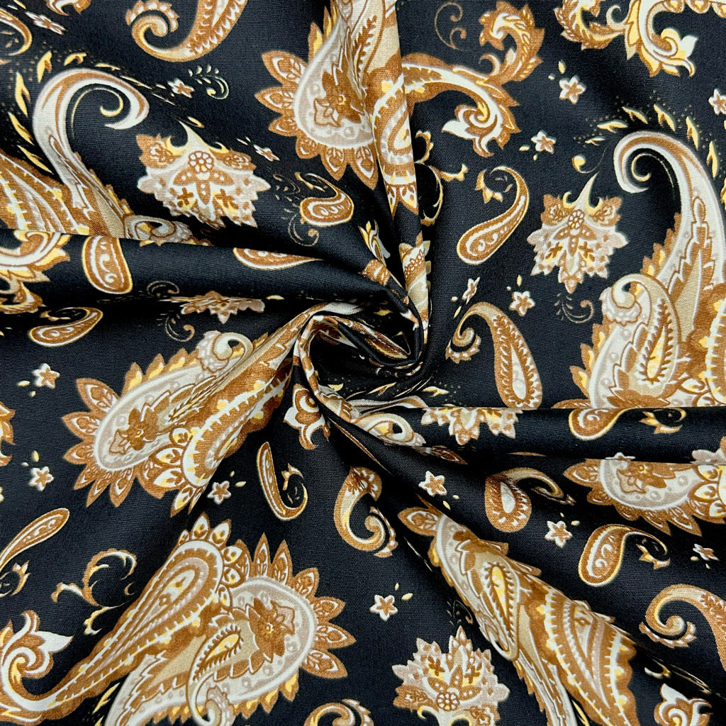 Paisley Swirl Rose & Hubble Cotton Poplin Fabric