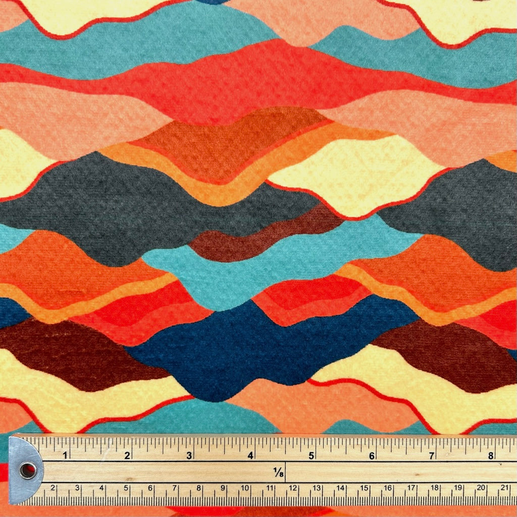 Painted Mountain Sherpa Fur Backed Fleece Fabric