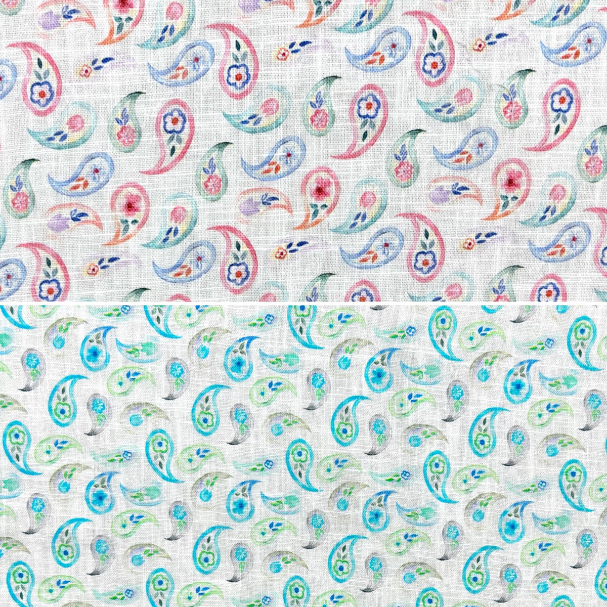 Colourful Paisleys Cotton Linen Fabric