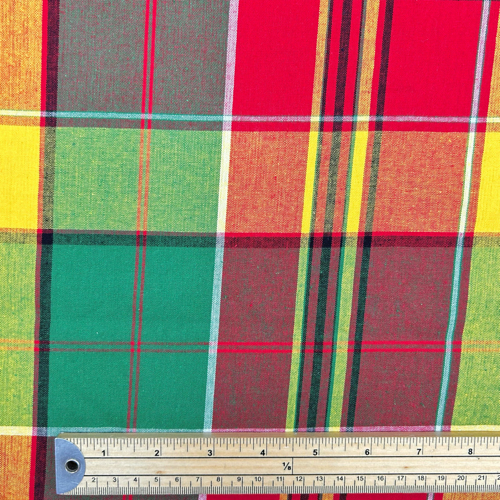 Green Madras Check Cotton Fabric