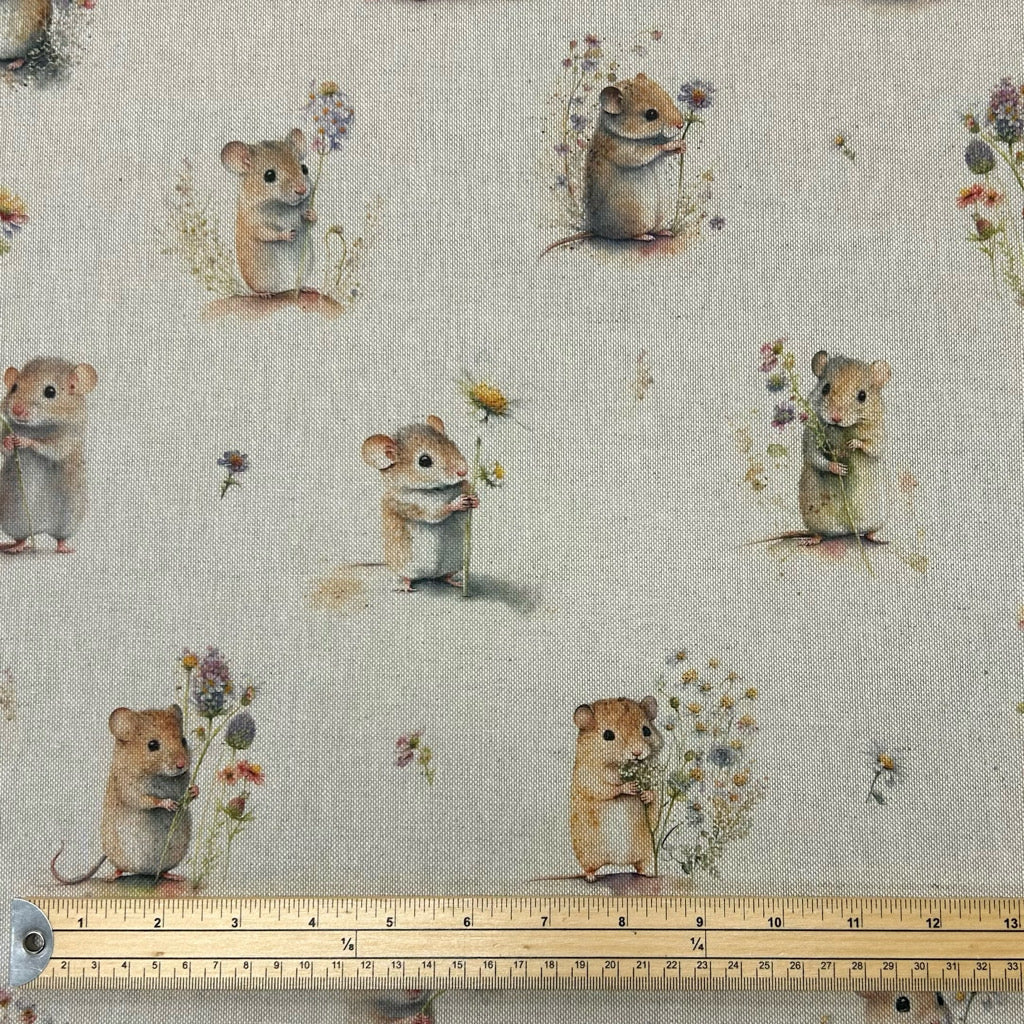 Field Mouse Digital Linen Look Polycotton Fabric