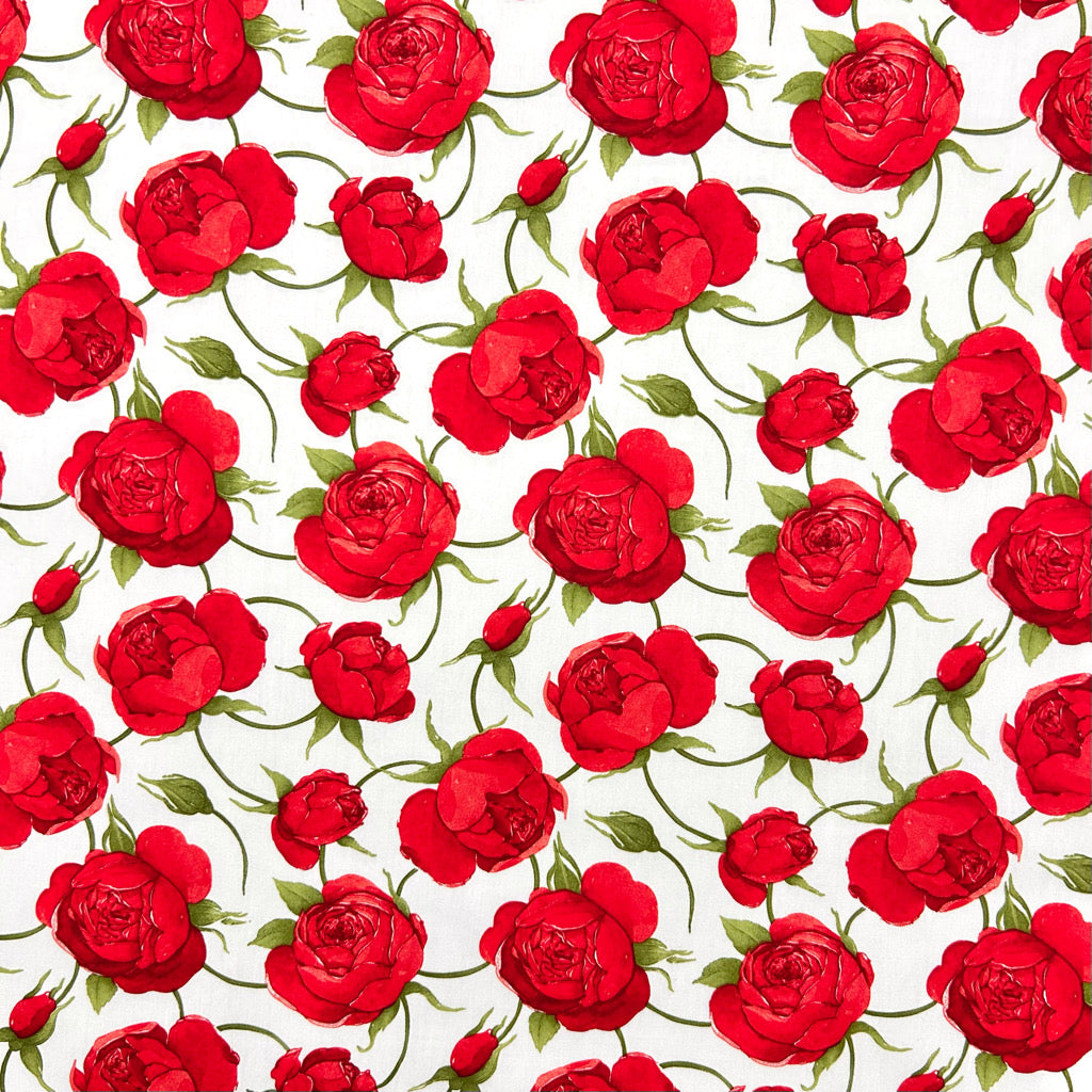 Evening Roses Rose & Hubble Cotton Poplin Fabric