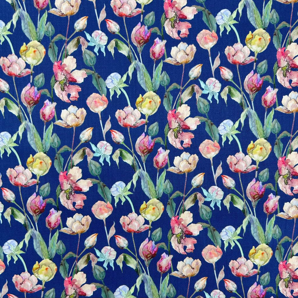 Wild Garden Meadow Rose & Hubble Cotton Poplin Fabric