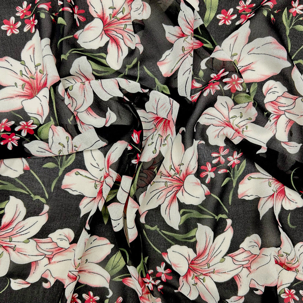 Blooming Lilies Chiffon Fabric