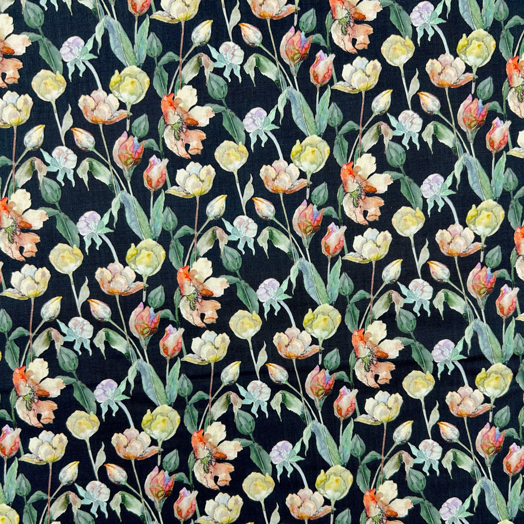 Wild Garden Meadow Rose & Hubble Cotton Poplin Fabric