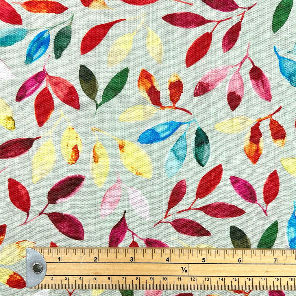 Painted Leaves Linen Viscose Fabric