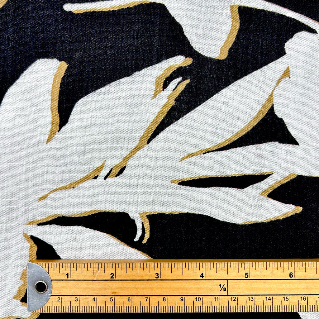 Leaf Shadow Stretch Linen Mix Fabric