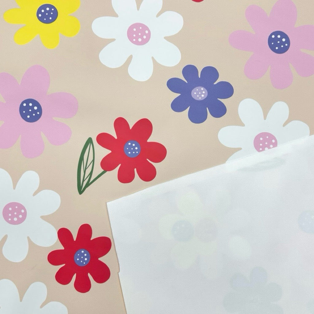 Retro Daisy on Beige Raincoat Fabric