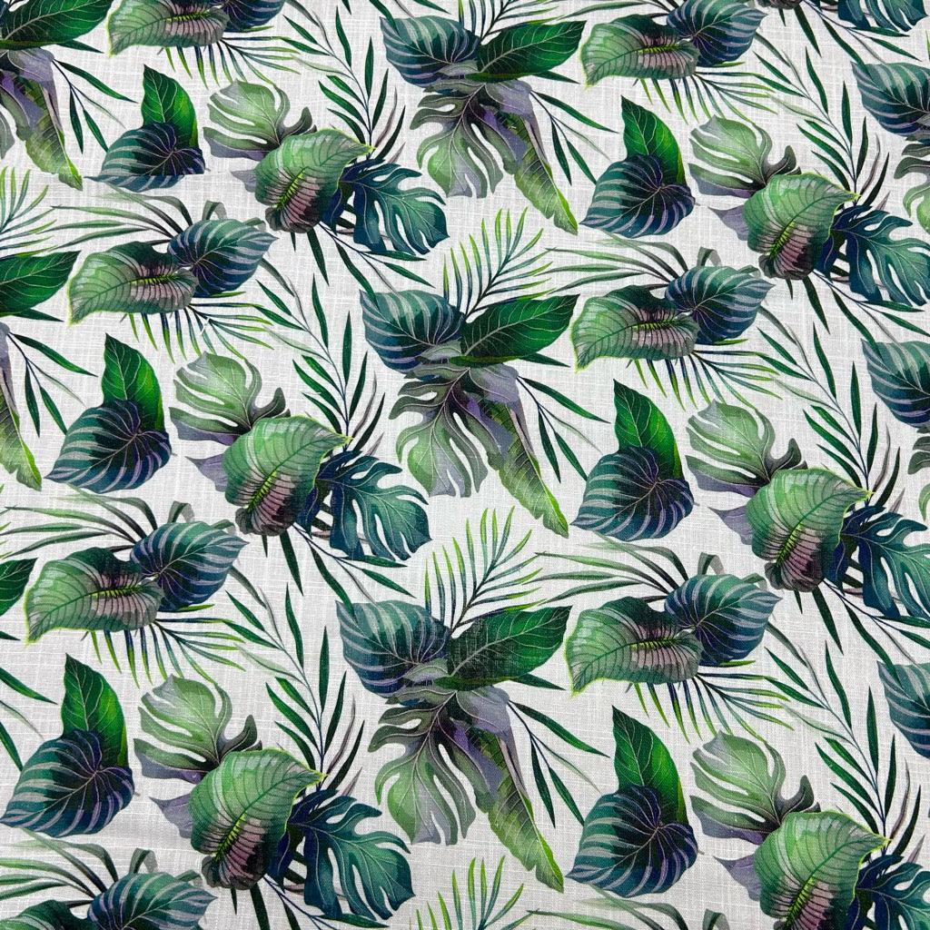 Jungle Leaves Linen Viscose Fabric - Pound Fabrics