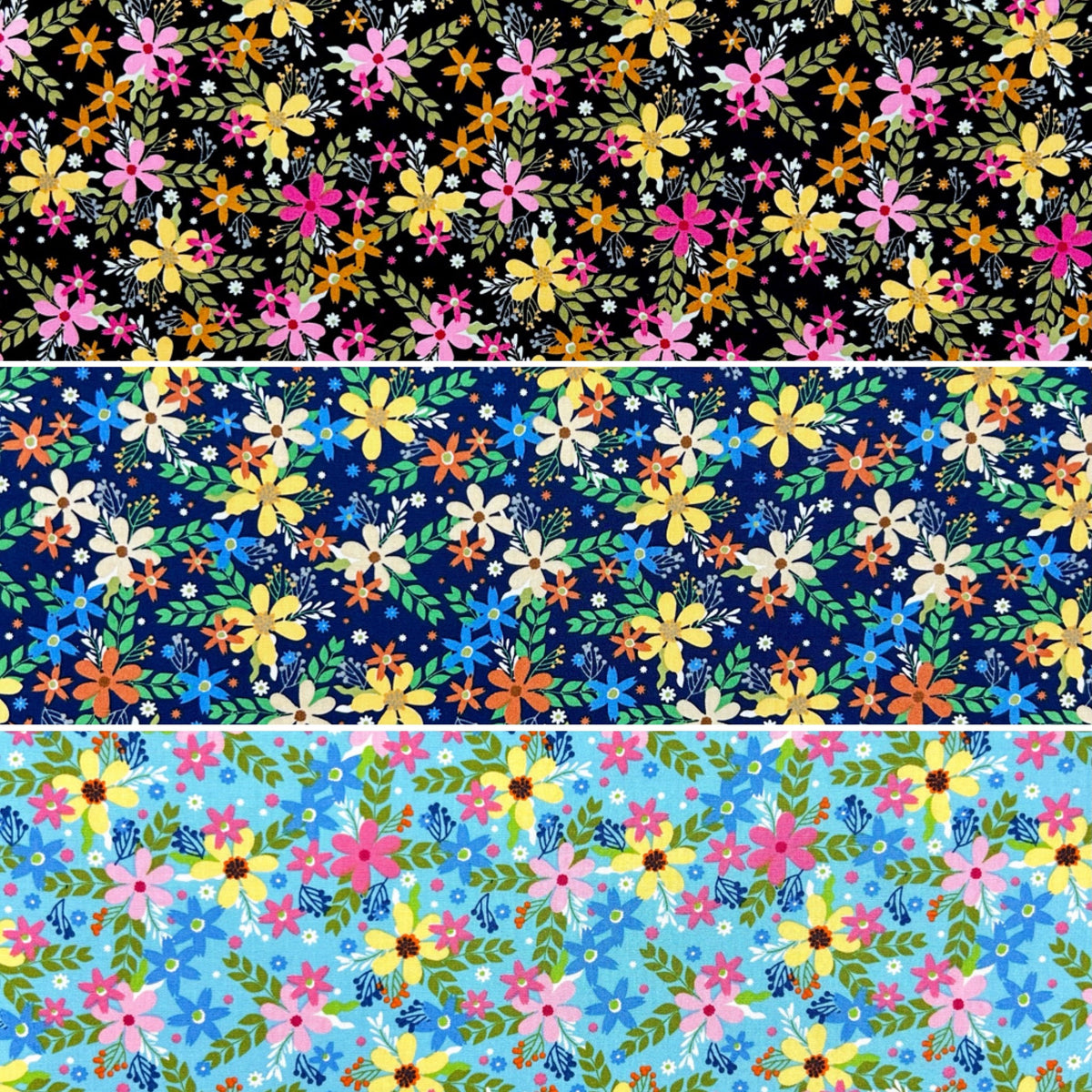 Bloom Scatter Rose & Hubble Cotton Poplin Fabric