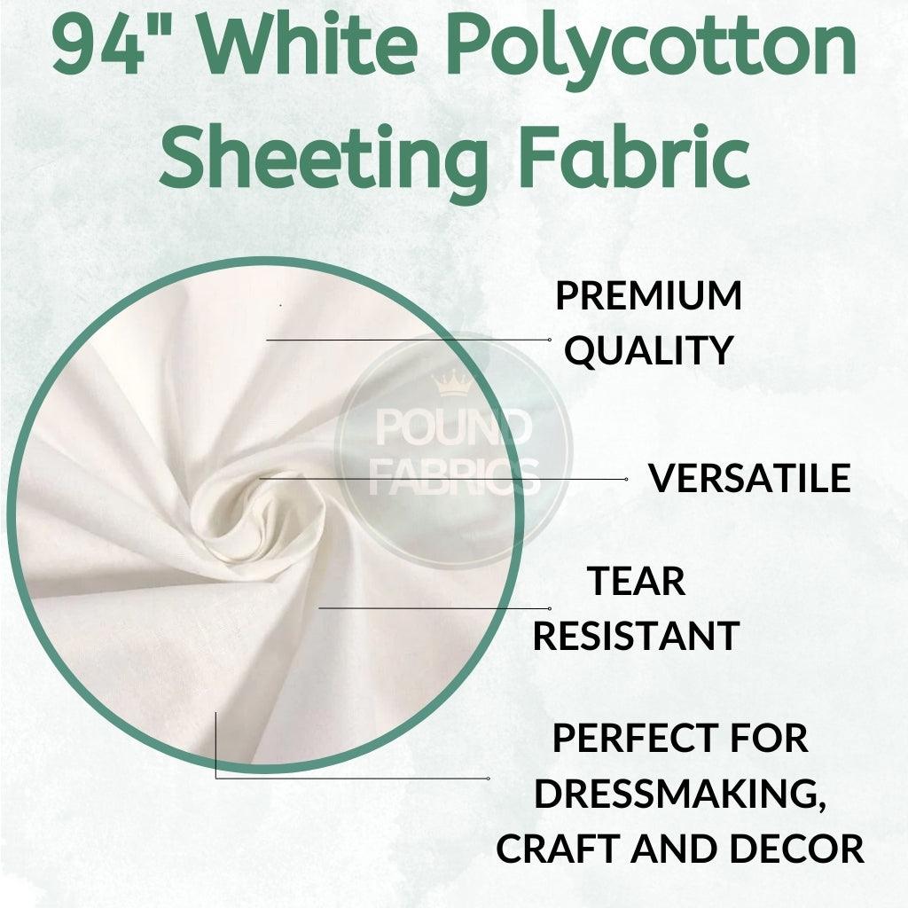 94” White Polycotton Sheeting Fabric - Pound Fabrics