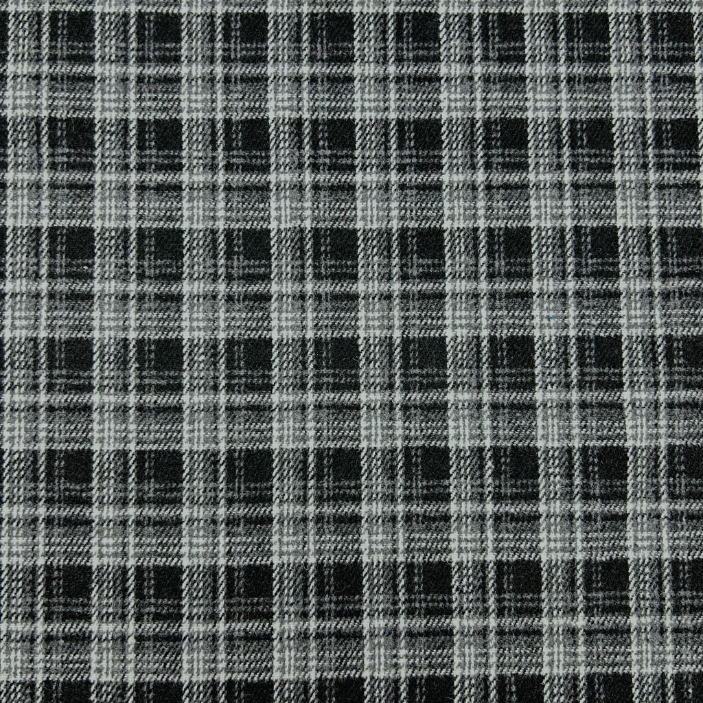 Layered Check Wool Blend Fabric