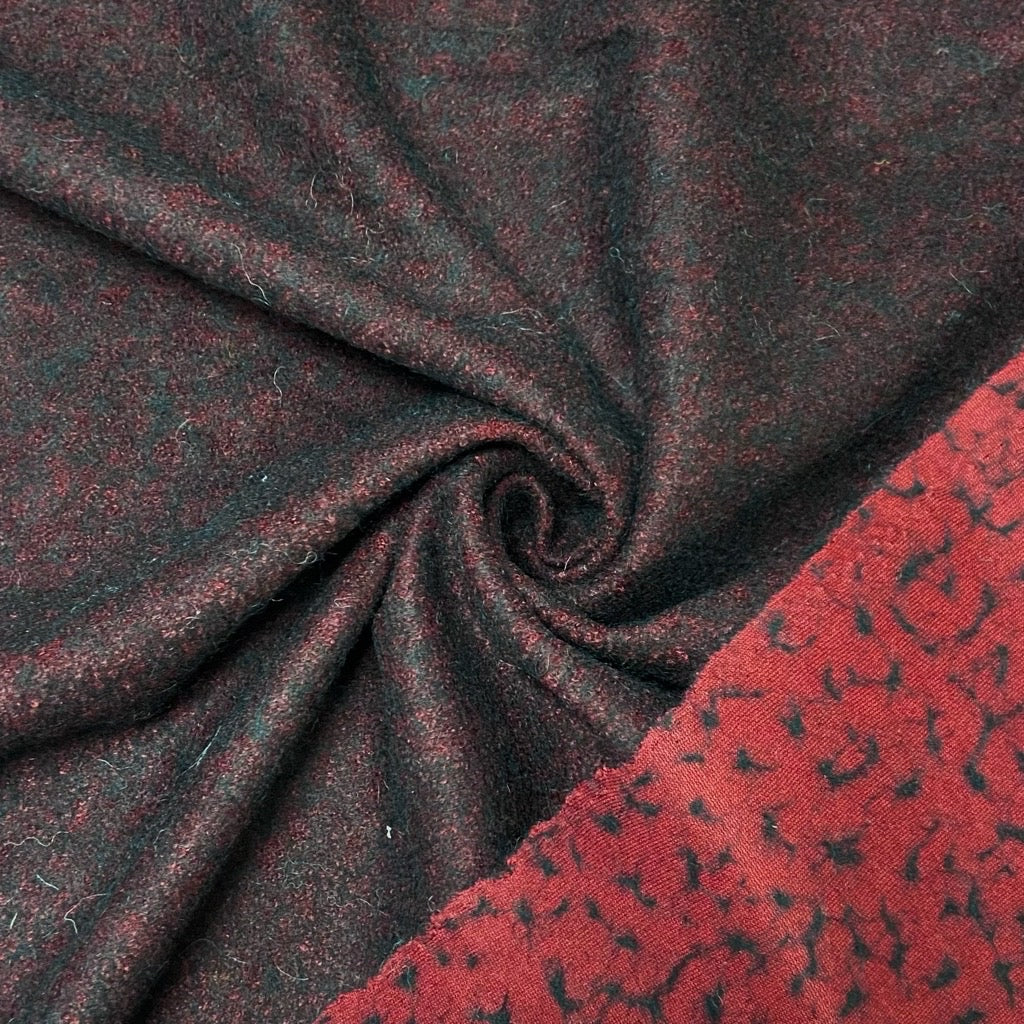 Black/Red Wool Mix Fabric