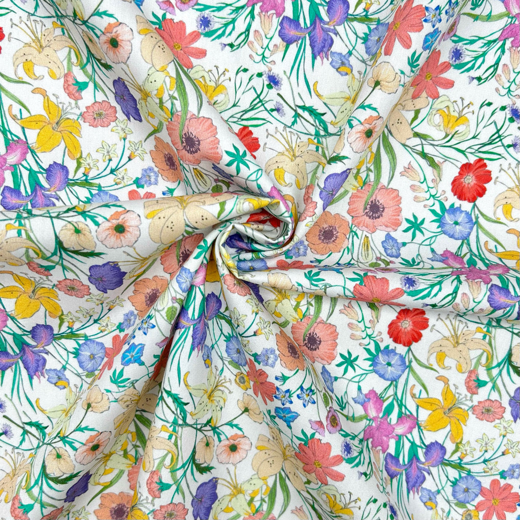 Summer Botanicals Rose & Hubble Cotton Poplin Fabric