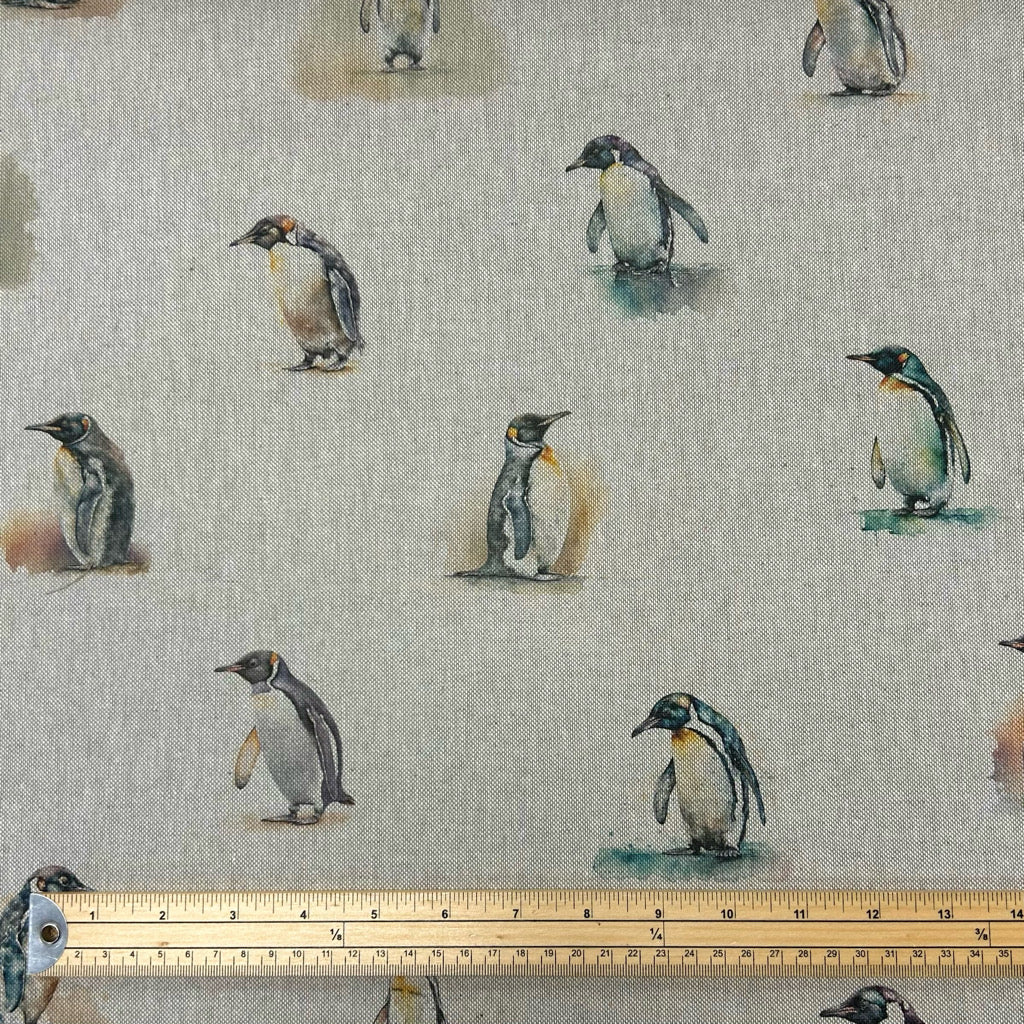 Penguins Digital Linen Look Polycotton Fabric