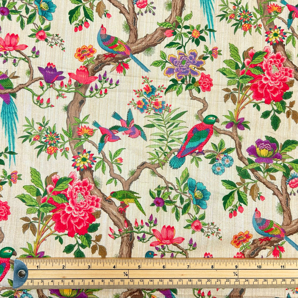 Birdsongs Faux Silk Fabric - Pound Fabrics