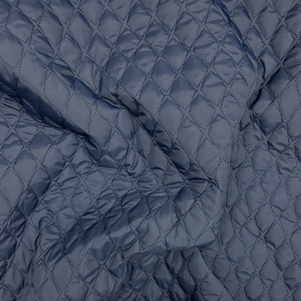 Navy Diamonds Quilted Polyester Fabric