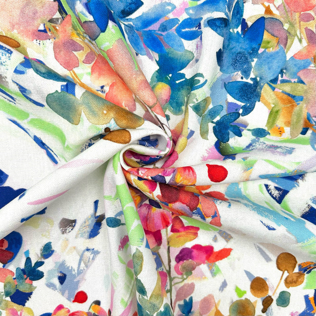 Botanical Brushstroke Linen Viscose Fabric