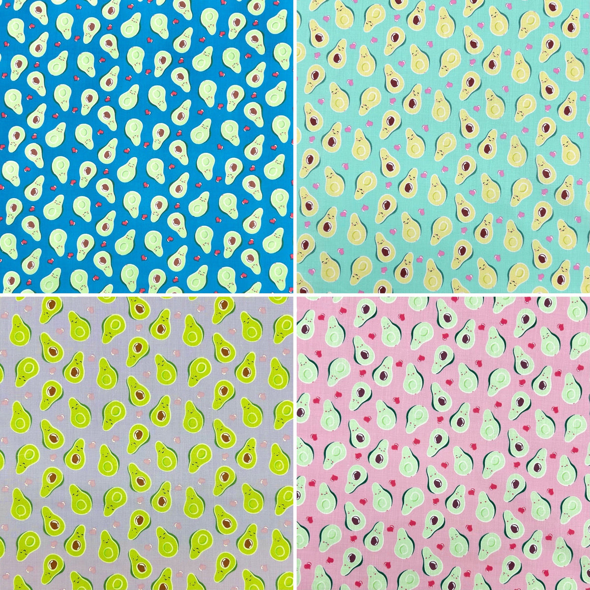 Avocado Hearts Polycotton Fabric