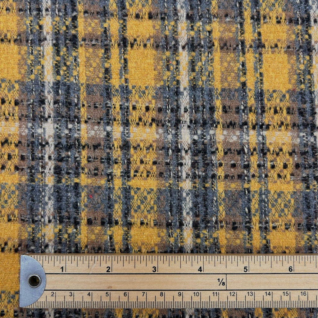 Textured Grid Wool Blend Fabric