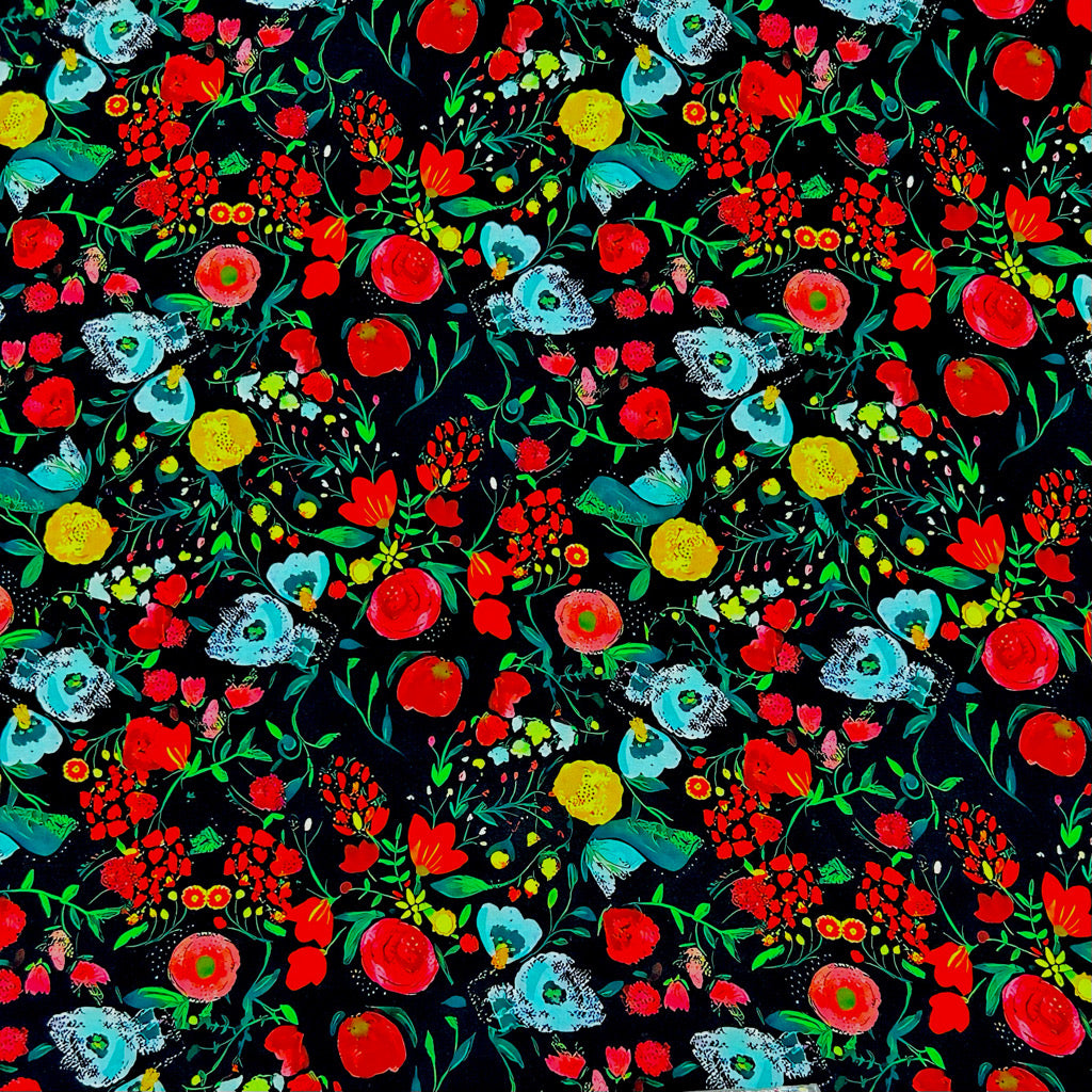 Wildflower Night Viscose Poplin Fabric