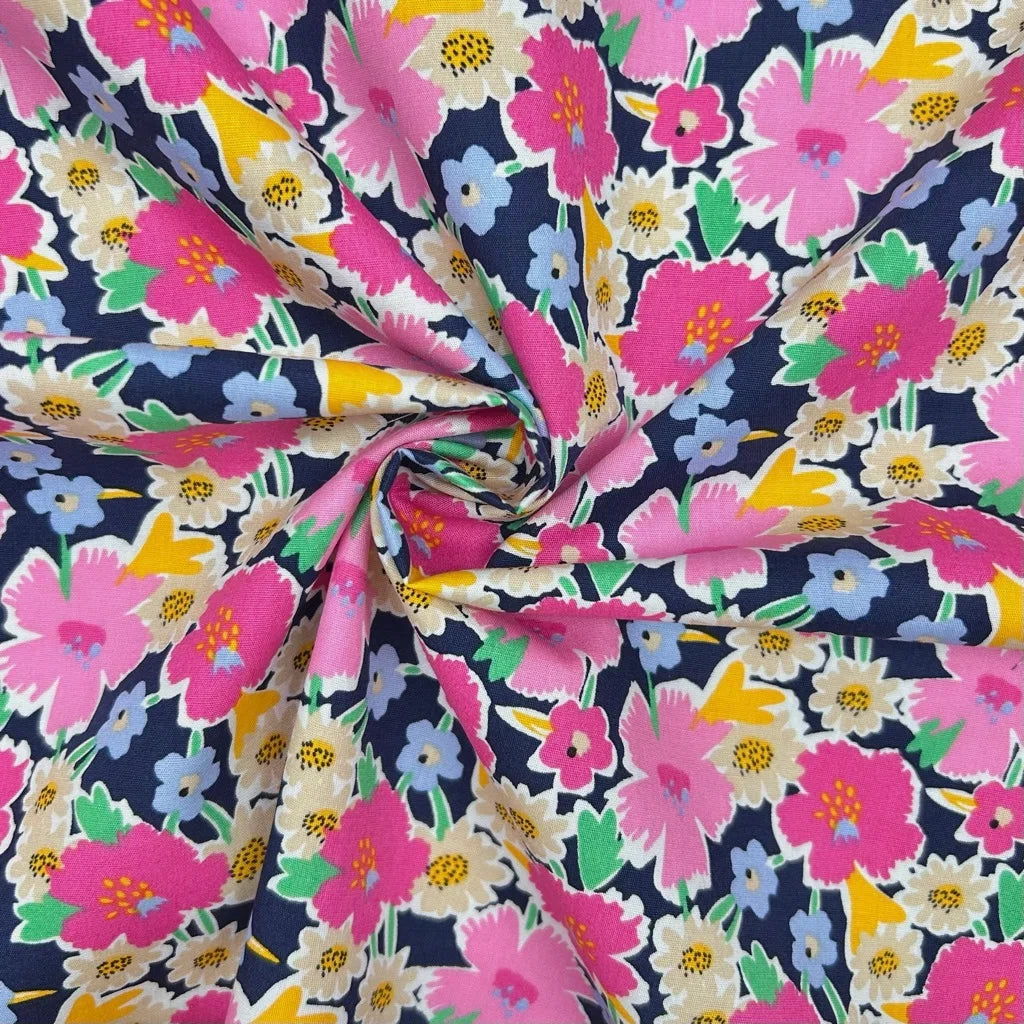 Happy Florals Rose & Hubble Cotton Poplin Fabric