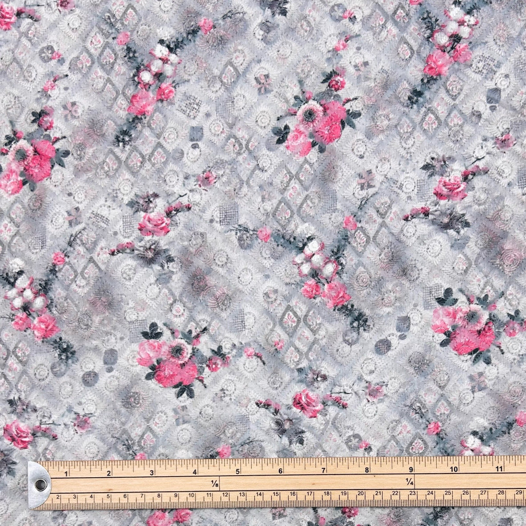 Rose Garden Digital Embroidered Polycotton Fabric - Pound Fabrics