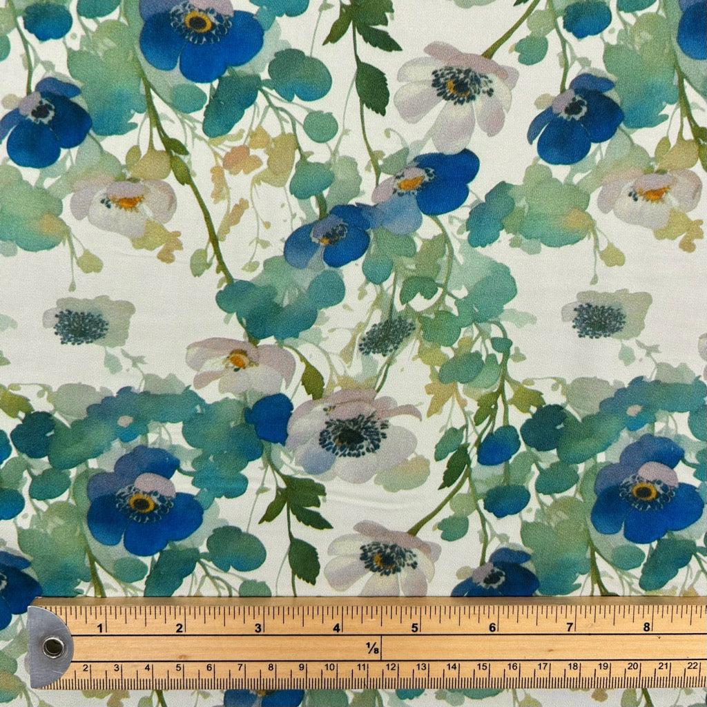 Blue Harmony Viscose Satin Fabric