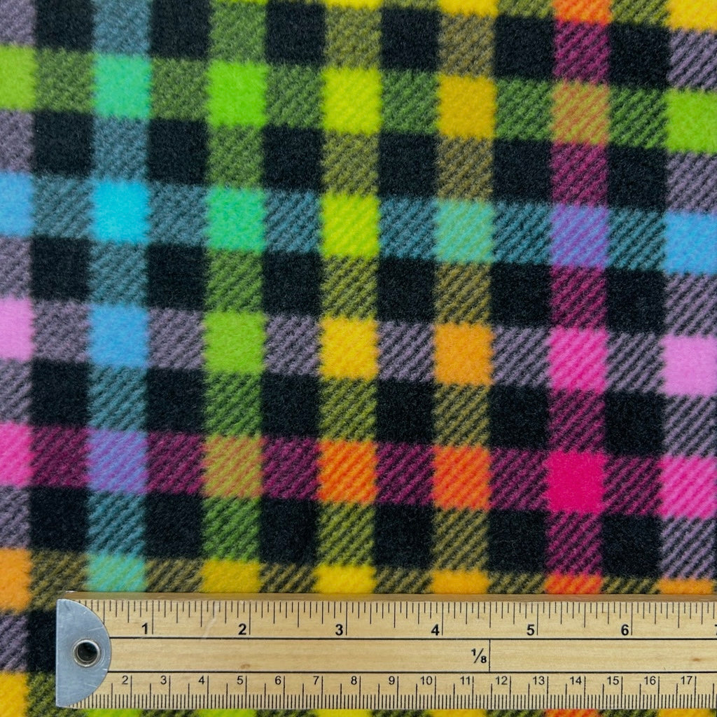 Colour Burst Check Anti Pill Polar Fleece Fabric