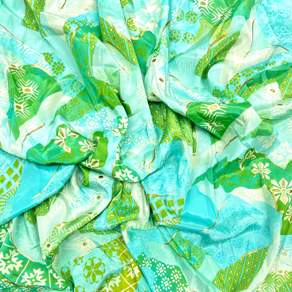 Mixed Panels Silky Polyester Fabric