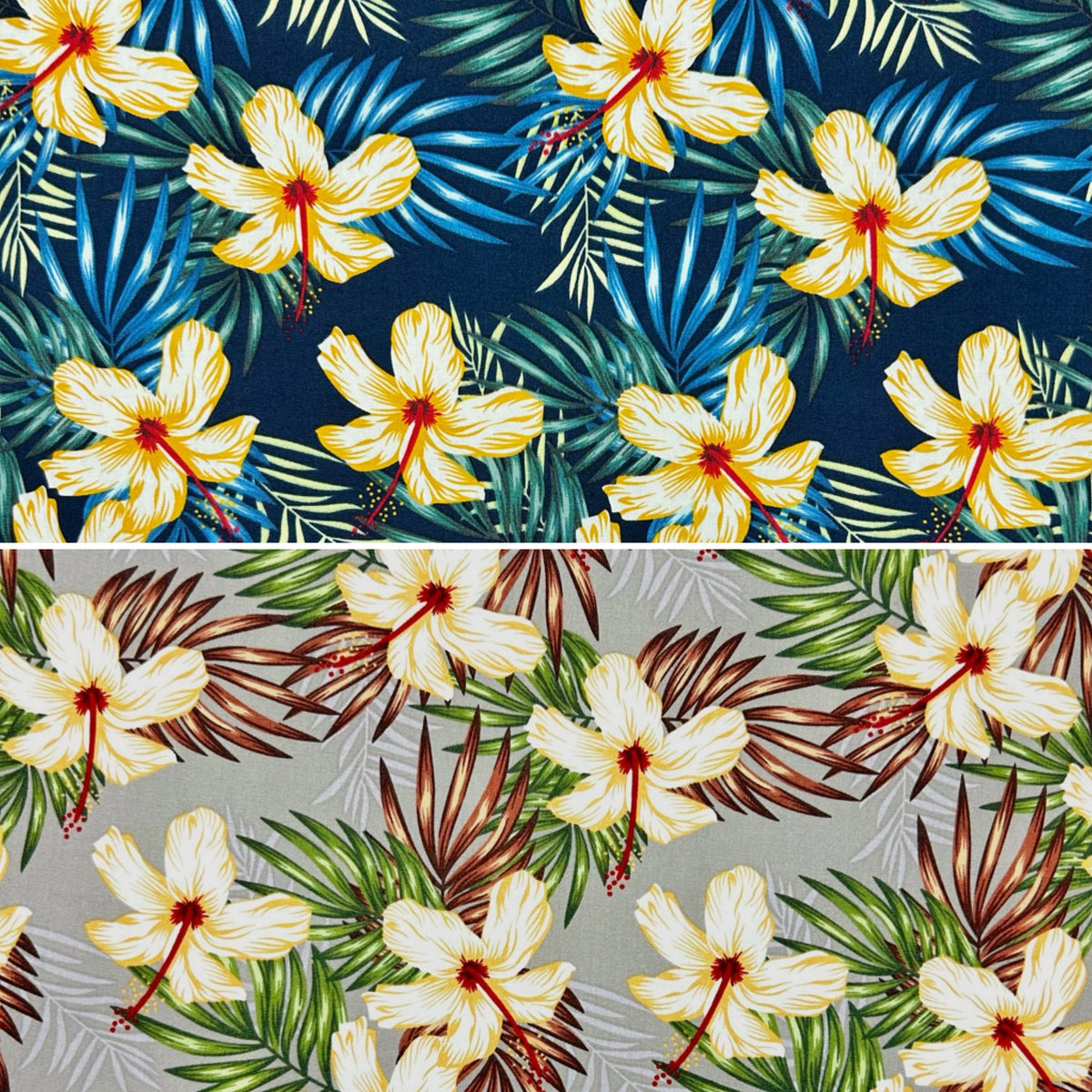 Hibiscus Palms Rose & Hubble Cotton Poplin Fabric