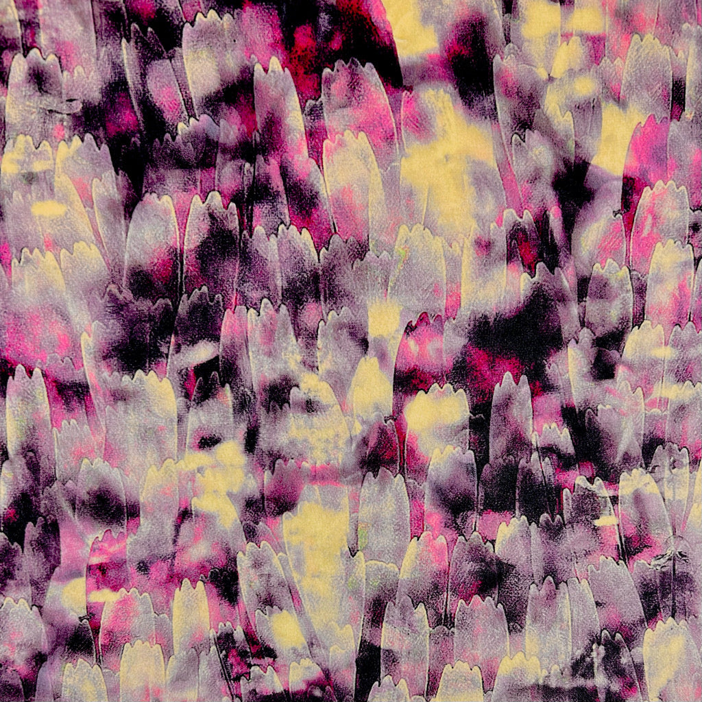 Watercolour Feathers Stretch Velvet Fabric