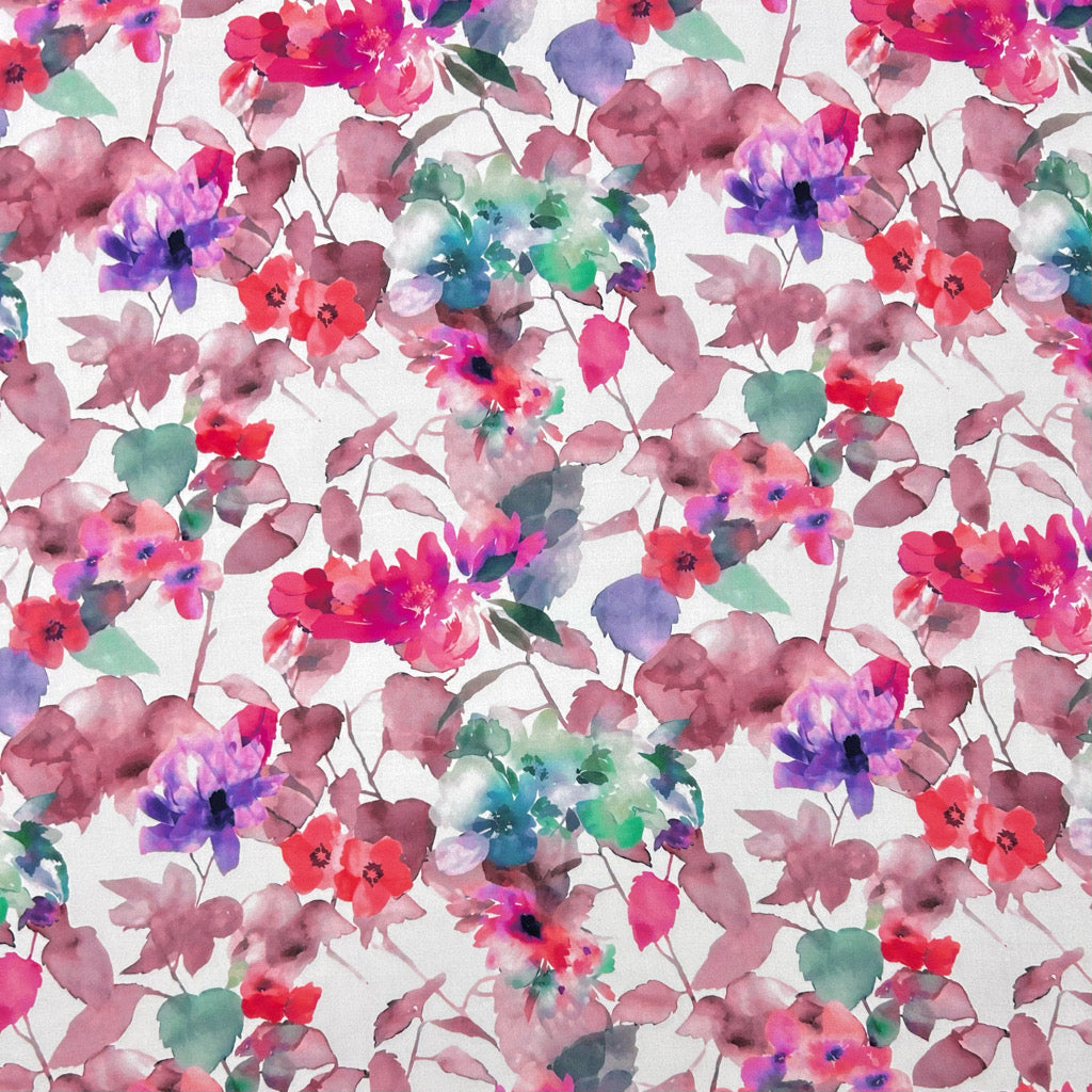 Wild Watercolour Viscose Satin Fabric